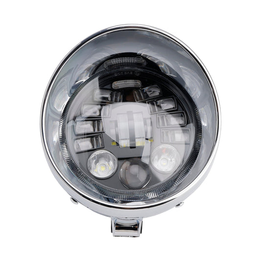 Racer Bobber Chrome Black Multifunctional Beam Headlight Fog Lamp Custom