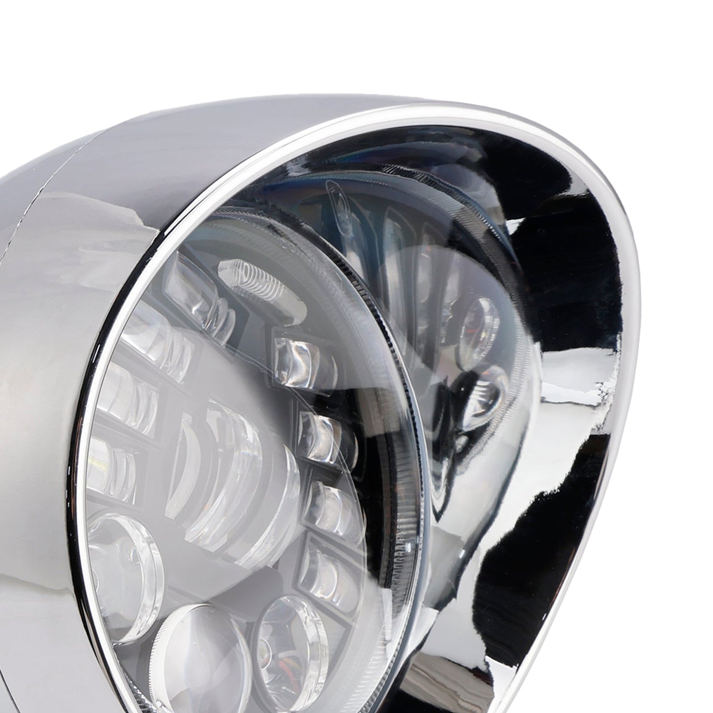 Racer Bobber Chrome Black Multifunctional Beam Headlight Fog Lamp Custom