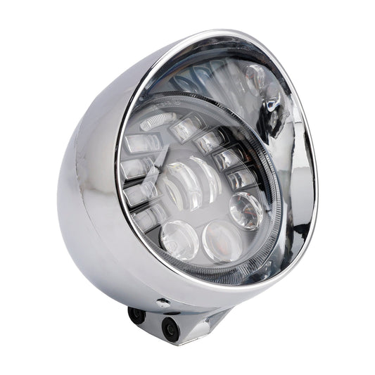 Racer Bobber Chrome Black Multifunctional Beam Headlight Fog Lamp Custom
