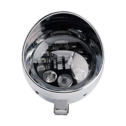 Racer Bobber Chrome Black Multifunctional Beam Headlight Fog Lamp Custom