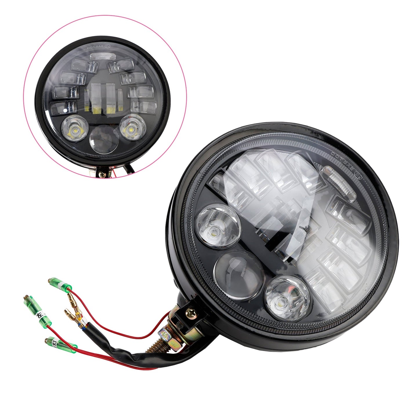 Racer Bobber Chopper DC 12V Multifunctional Beam Headlight Fog Lamp Custom