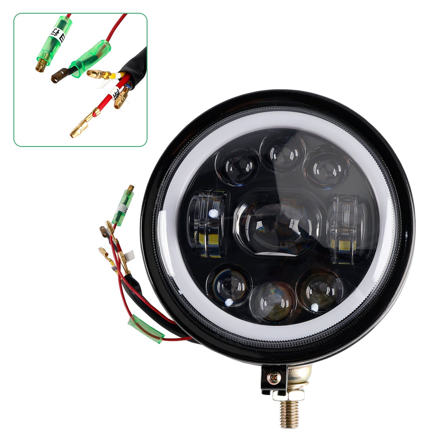 Racer Bobber Chopper 9-Bulbs Beam Headlight Fog Lamp Custom DC 12V