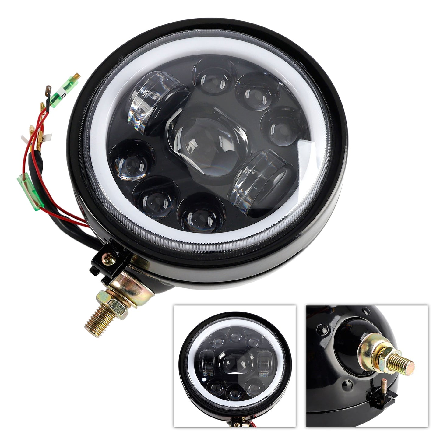 Racer Bobber Chopper 9-Bulbs Beam Headlight Fog Lamp Custom DC 12V