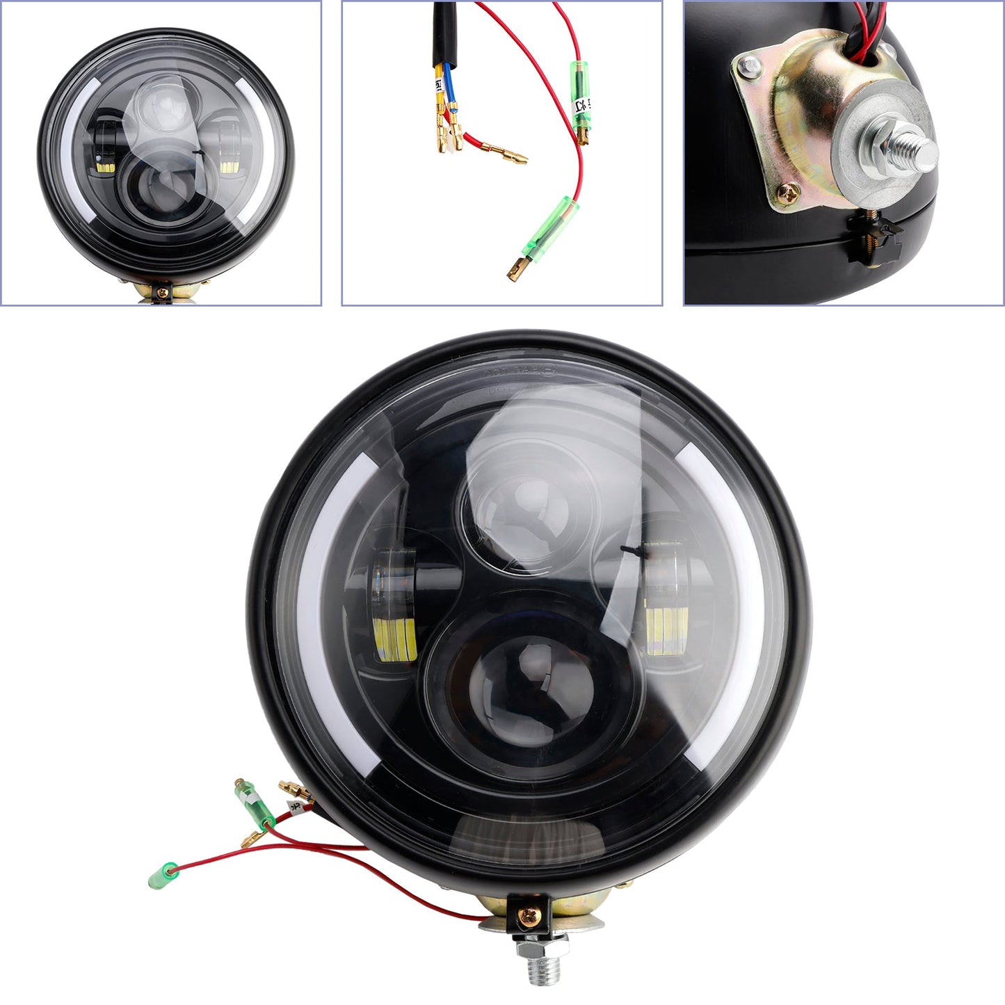 Racer Bobber Chopper DC 12V 7inch Multifunctional Beam Headlight Fog Lamp Custom