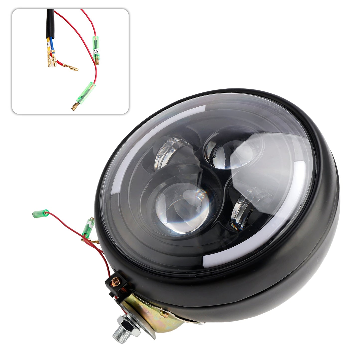 Racer Bobber Chopper DC 12V 7inch Multifunctional Beam Headlight Fog Lamp Custom