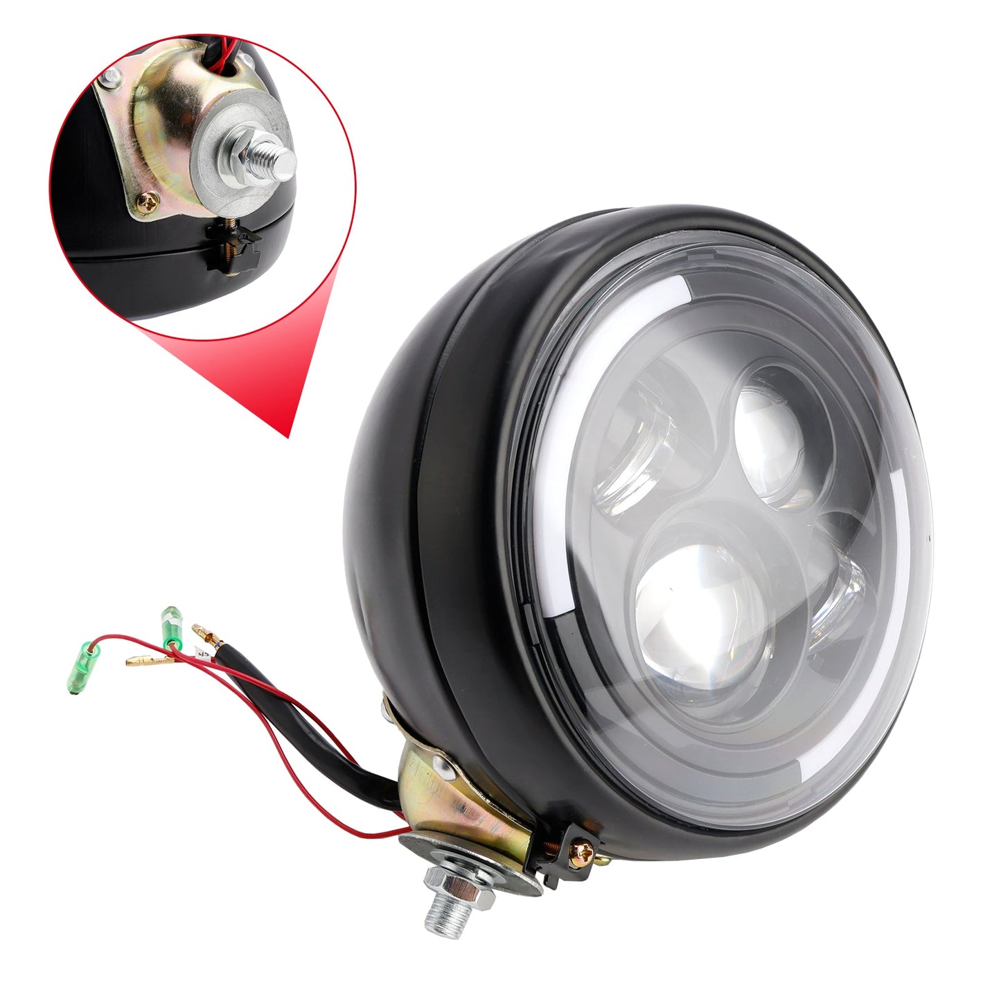Racer Bobber Chopper DC 12V 7inch Multifunctional Beam Headlight Fog Lamp Custom