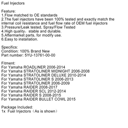 Stratoliner Raider Roadliner Yamaha 5YU-13761-00-00 Fuel Injectors