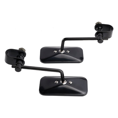 Cafe Racer Bobber Chopper Tracker Black Retro Retangular Mirrors with clamp