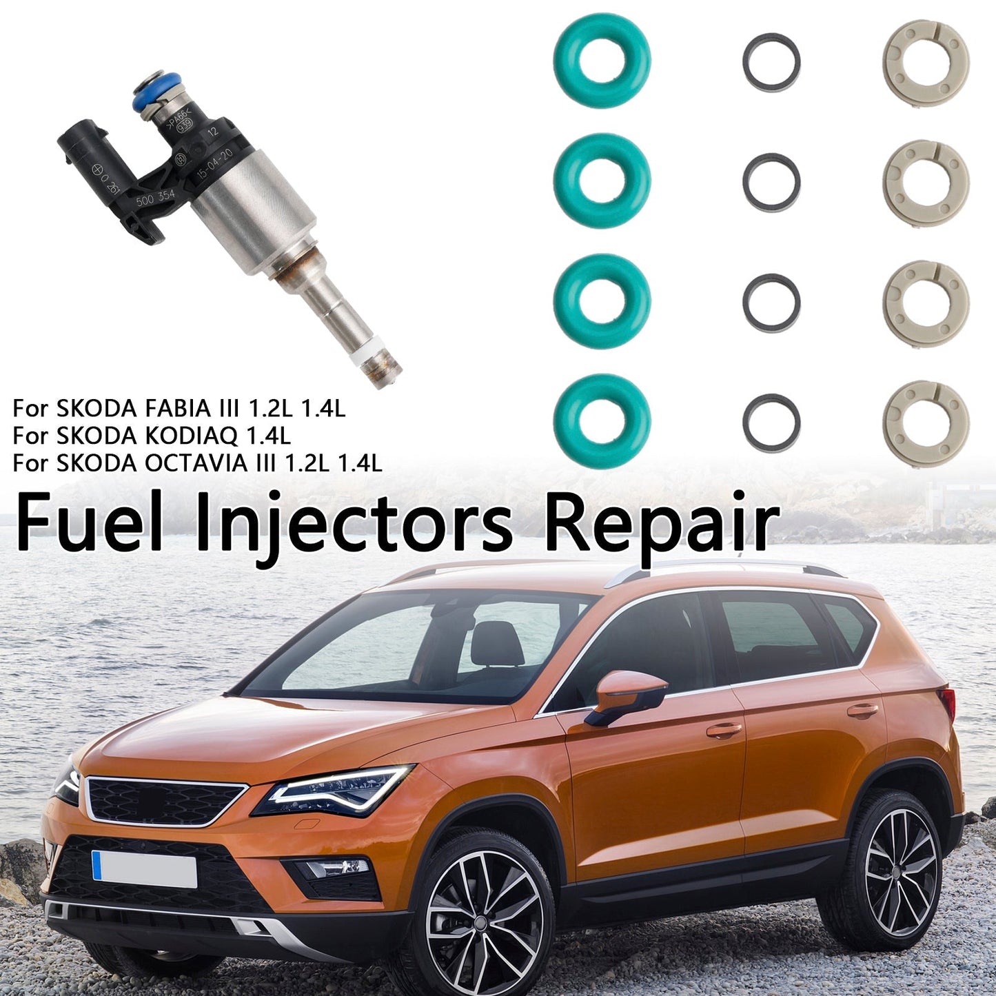 Kit d'entretien d'injecteur de carburant Volkswagen Beetle Golf Jetta Tiguan 4 pièces Joint torique 0261500354 04E906036E