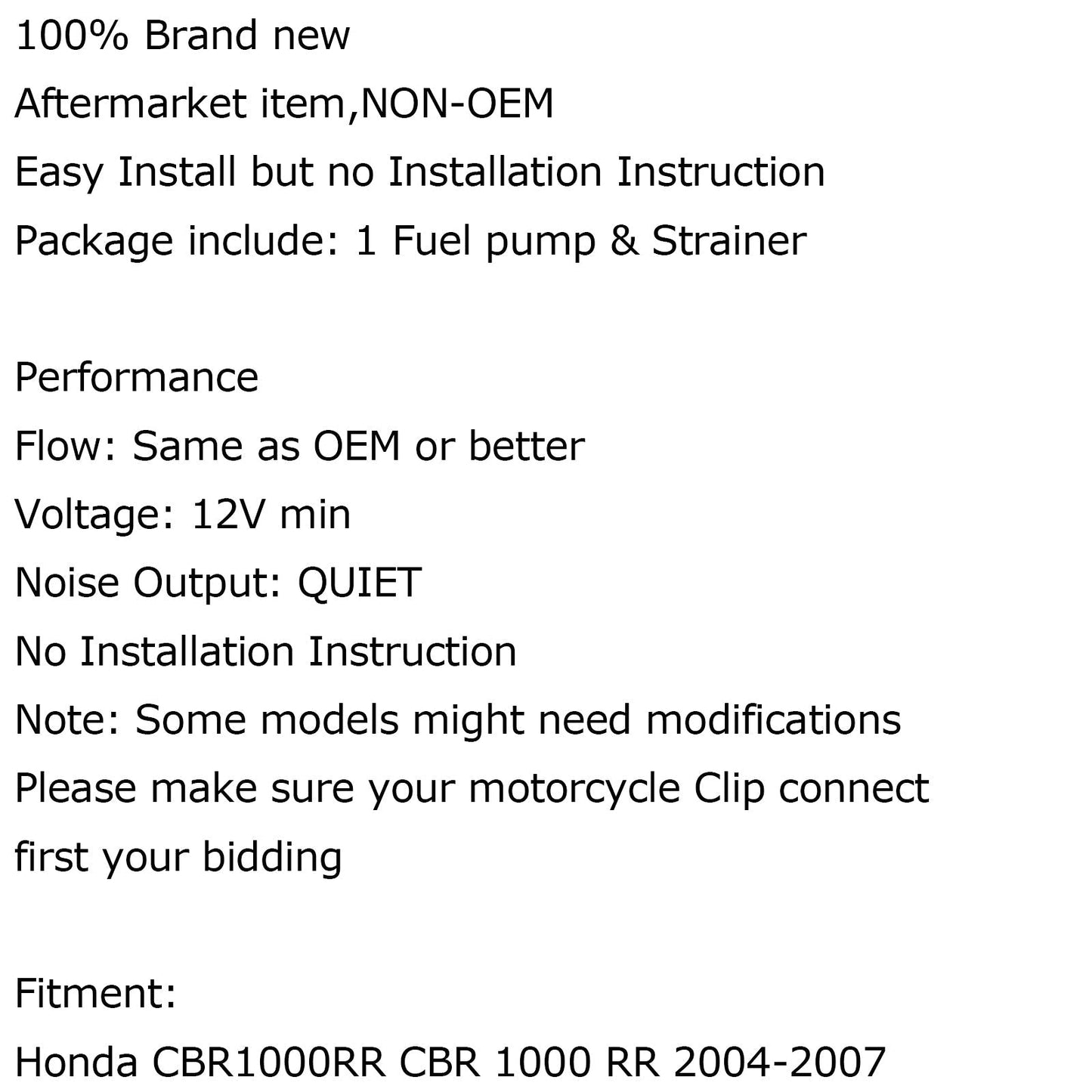 Performance Petrol Fuel Pump For Honda CBR1000RR 2004-2007 NSA700A 2009-2010 Assosary