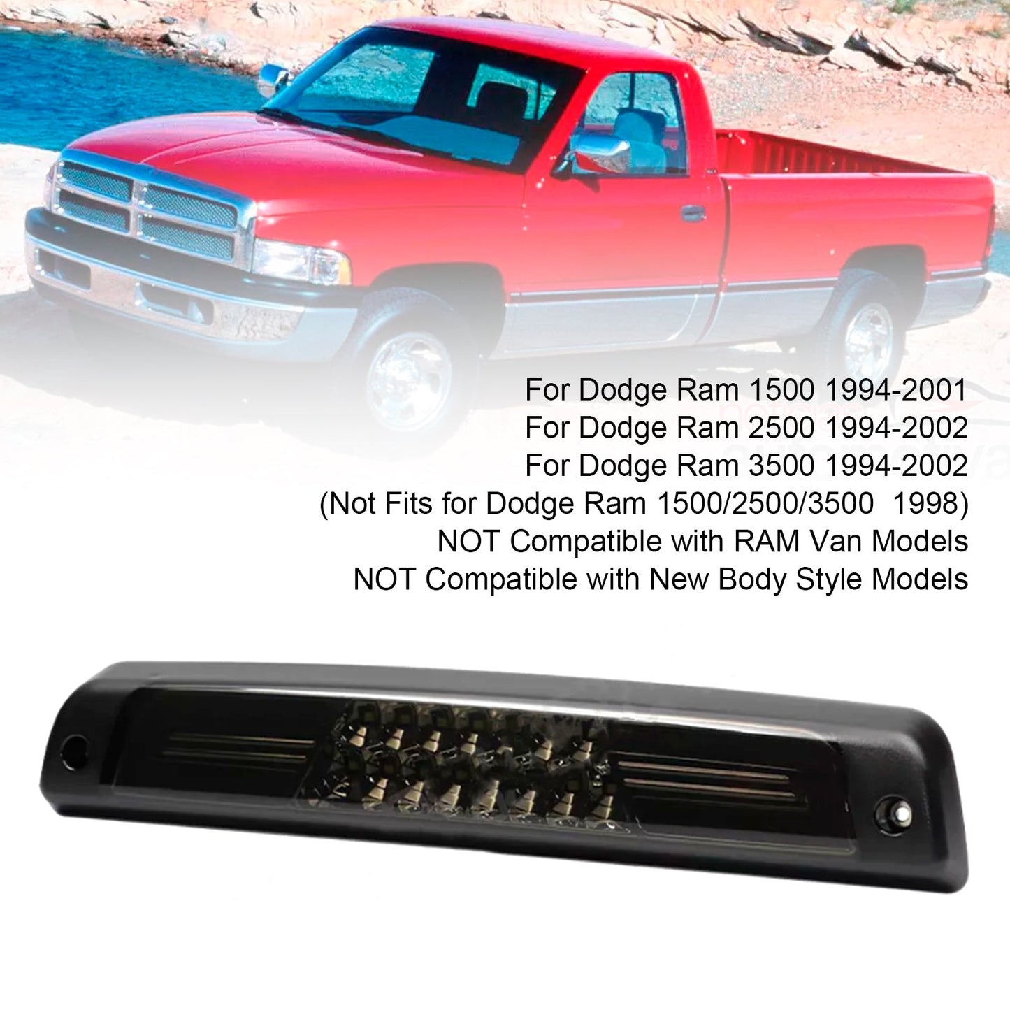 Dodge Ram 1500 2500 3500 1994-2001 LED 3rd Third Brake Light Tail Cargo Lamp 55077263AB 55077263AA