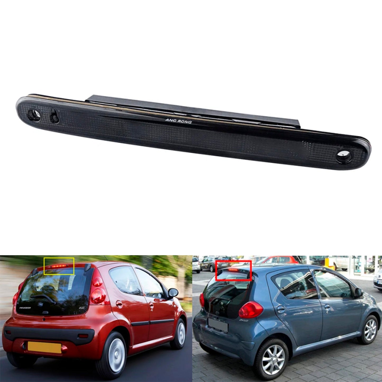 Feu stop arrière LED haut niveau noir pour Citroën C1/Peugeot 107/Toyota Aygo 1606372780 (2005-2014)