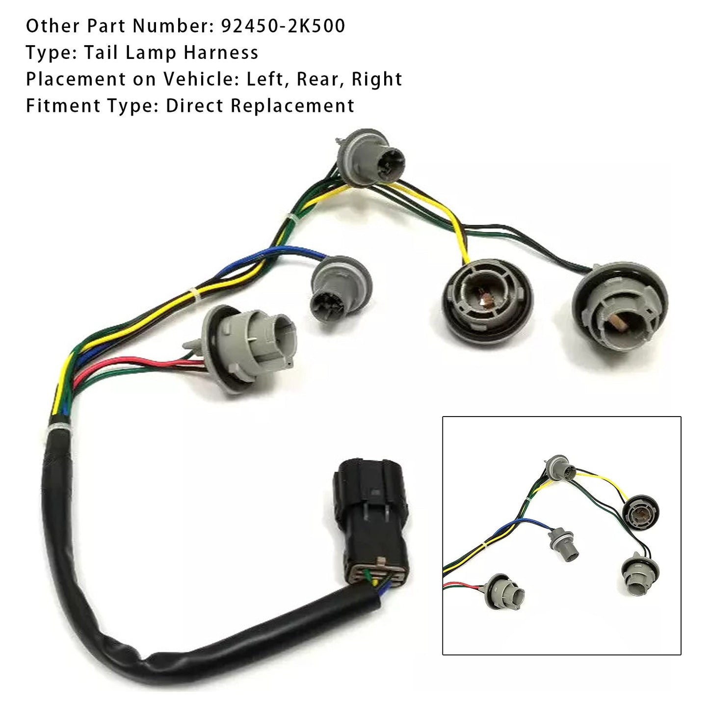 2011-2013 Kia Soul LH or RH Tail Lamp Harness NON-LED 92450-2K500