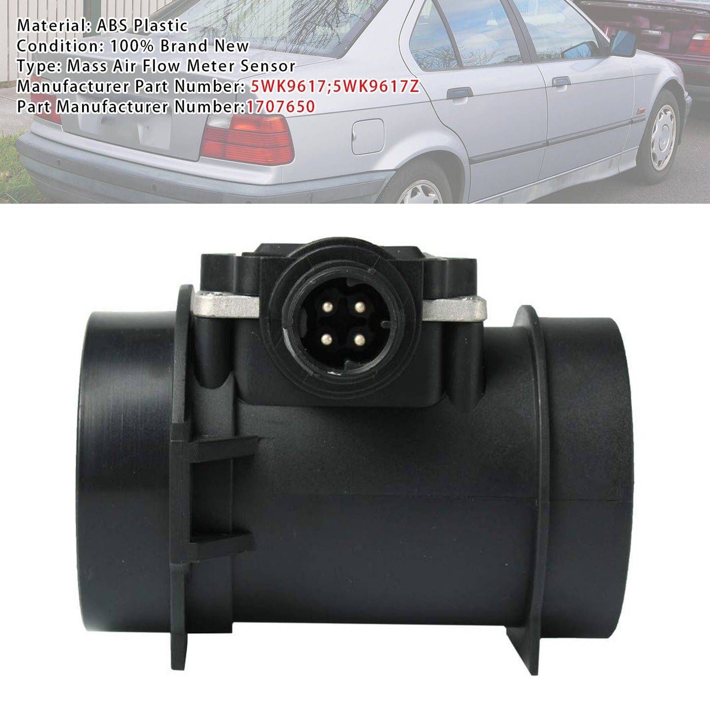 BMW E36 323i 328i E39 528i 5WK9617 Mass Air Flow Meter Sensor 5WK9617Z 1707650