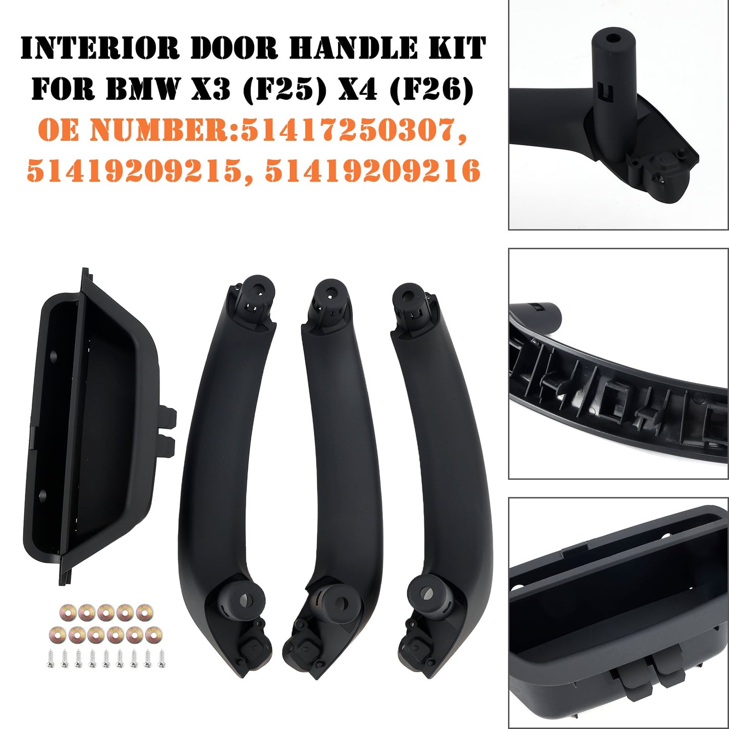 Kit de manija interior de puerta negra para BMW X3 F25 X4 F26 51417250307