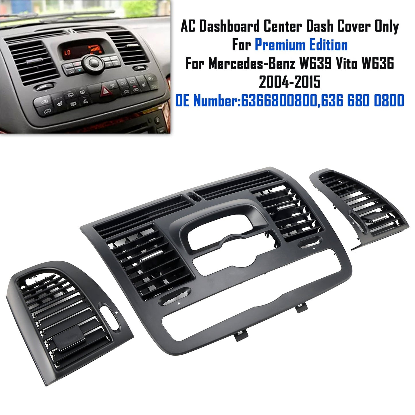 Benz Vito W639 Viano 2004-2015 Center Front L&R Dashboard A/C Air Conditioner Outlet Cover