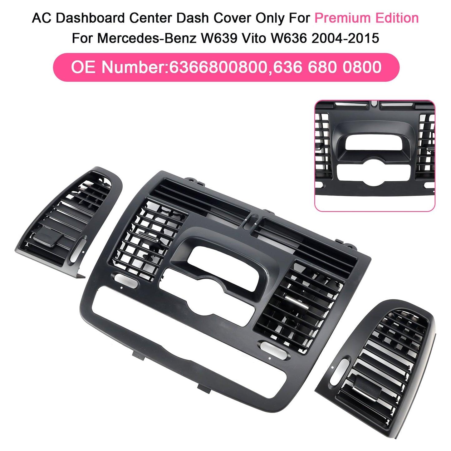 Benz Vito W639 Viano 2004-2015 Center Front L&R Dashboard A/C Air Conditioner Outlet Cover