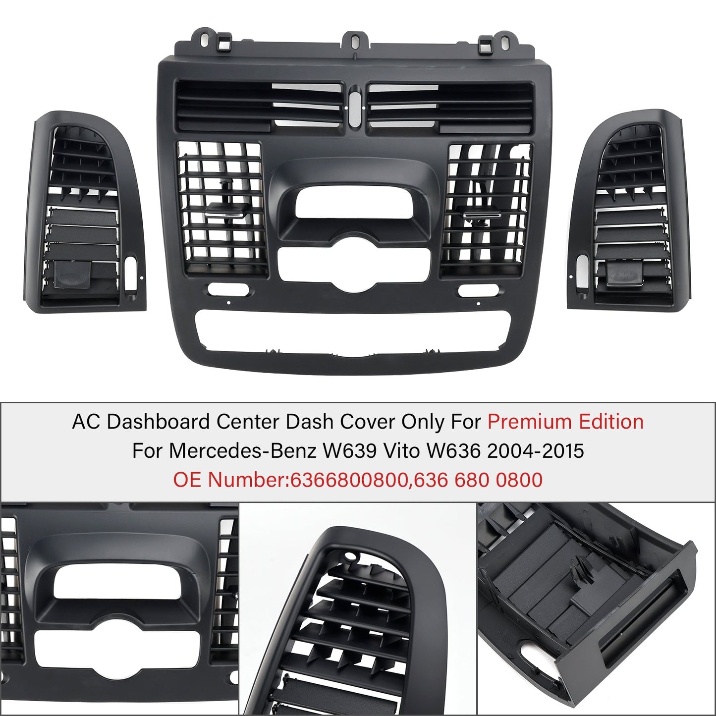 Benz Vito W639 Viano 2004-2015 Center Front L&R Dashboard A/C Air Conditioner Outlet Cover