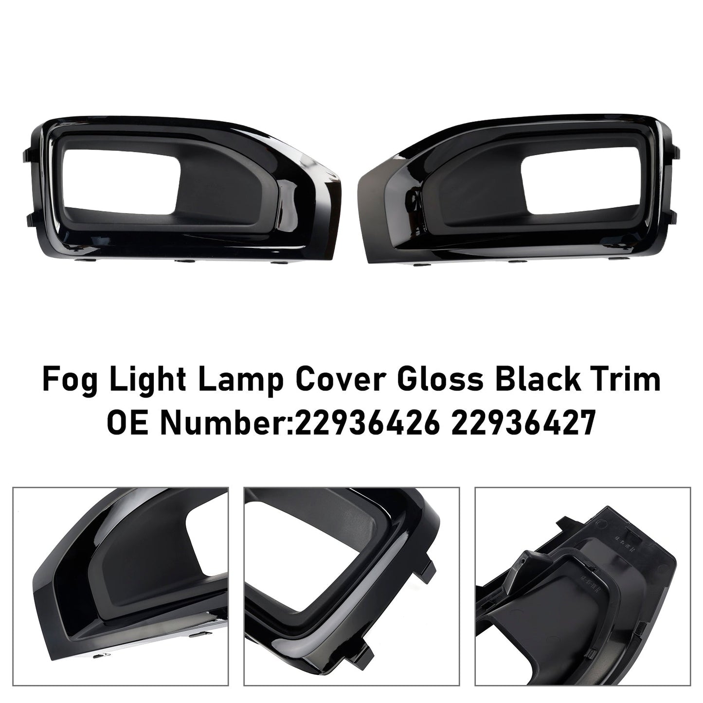 2015-2020 GMC Yukon/Yukon XL Pair Fog Light Lamp Cover Gloss Black Trim 22936426 22936427