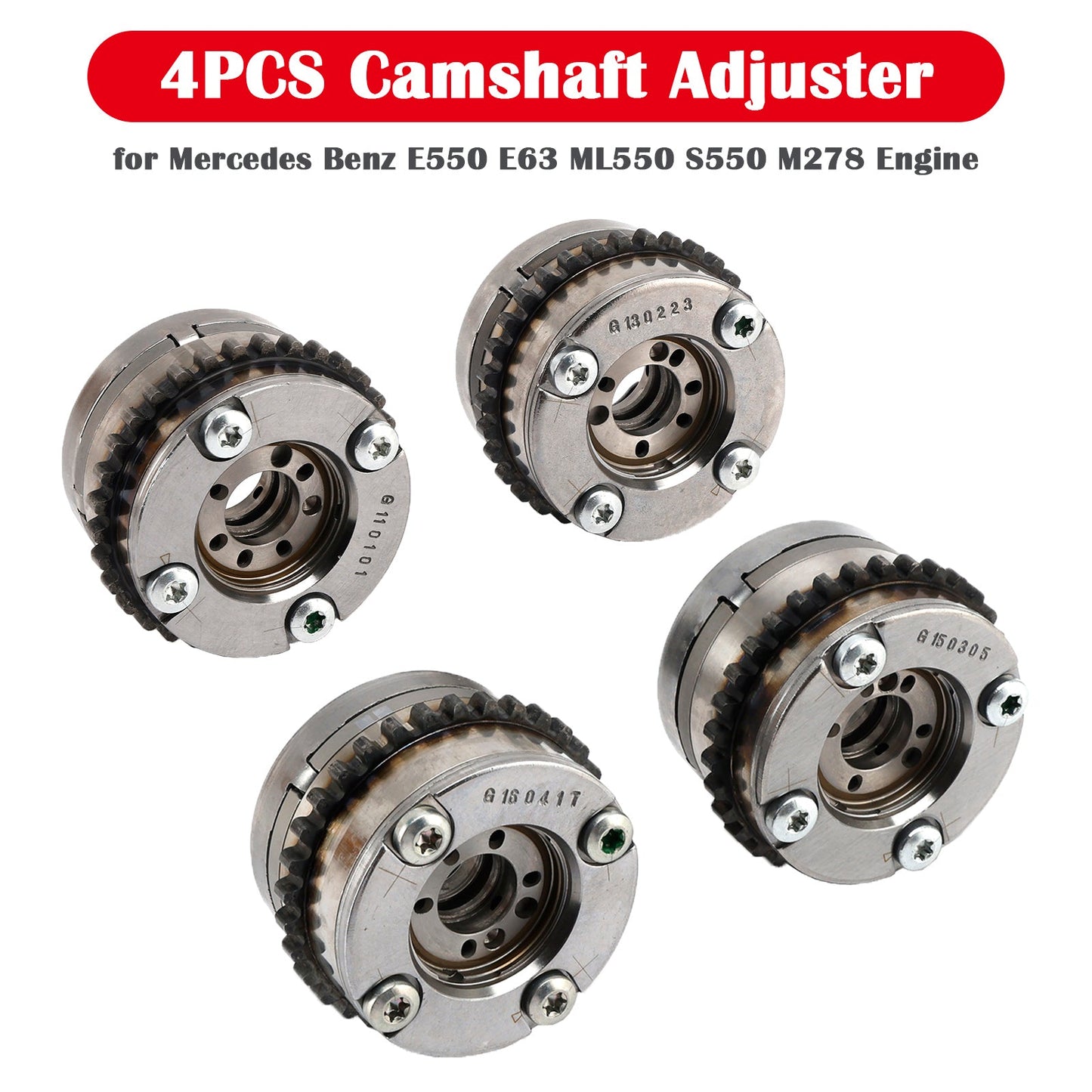 Ajustador de árbol de levas (4 unidades, A2780504900, A2780505100) para motor Mercedes Benz E550, E63, ML550, S550 y M278.