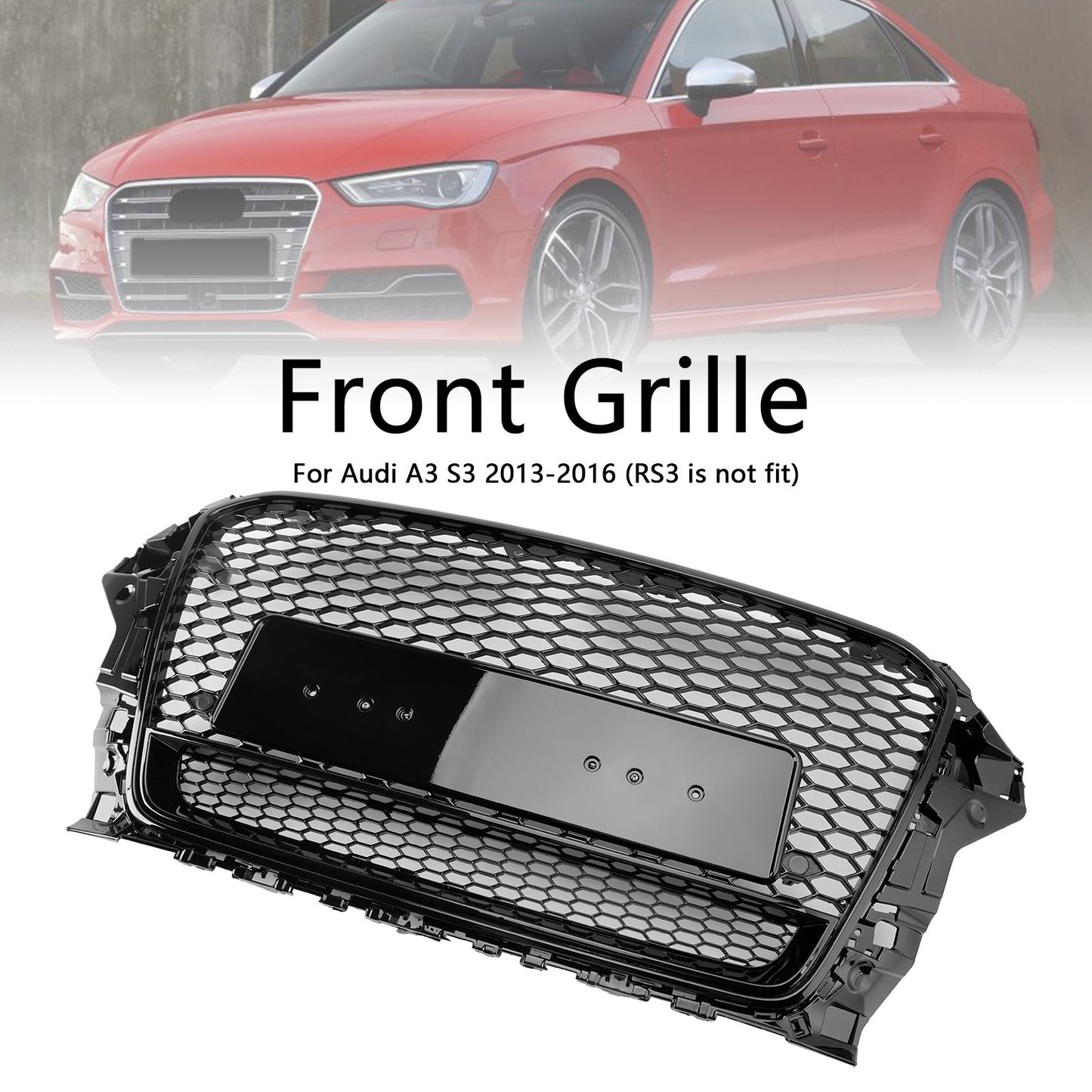 Audi A3 S3 2013-2016 To RS3 Style Front Henycomb Bumper Grill Grille W/Quattro