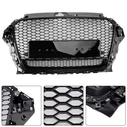 Audi A3 S3 2013-2016 To RS3 Style Front Henycomb Bumper Grill Grille W/Quattro