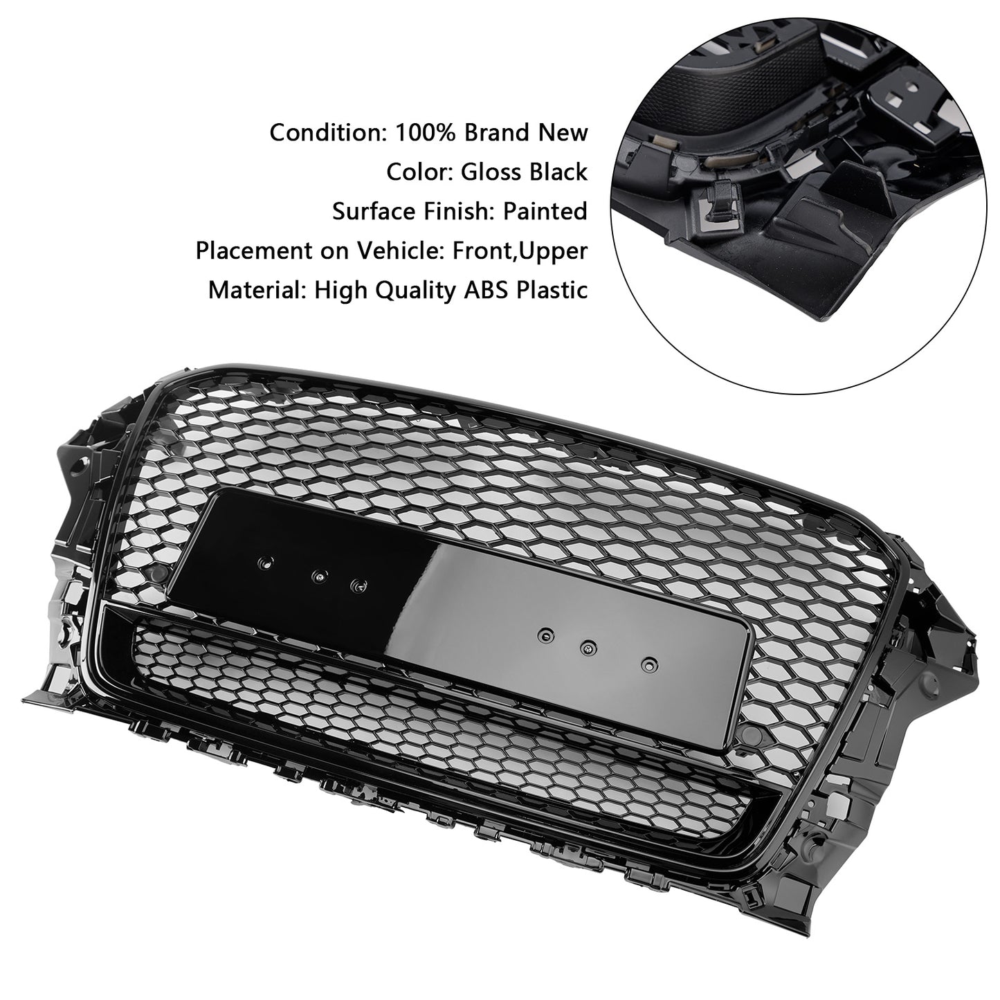 Audi A3 S3 2013-2016 To RS3 Style Front Henycomb Bumper Grill Grille W/Quattro
