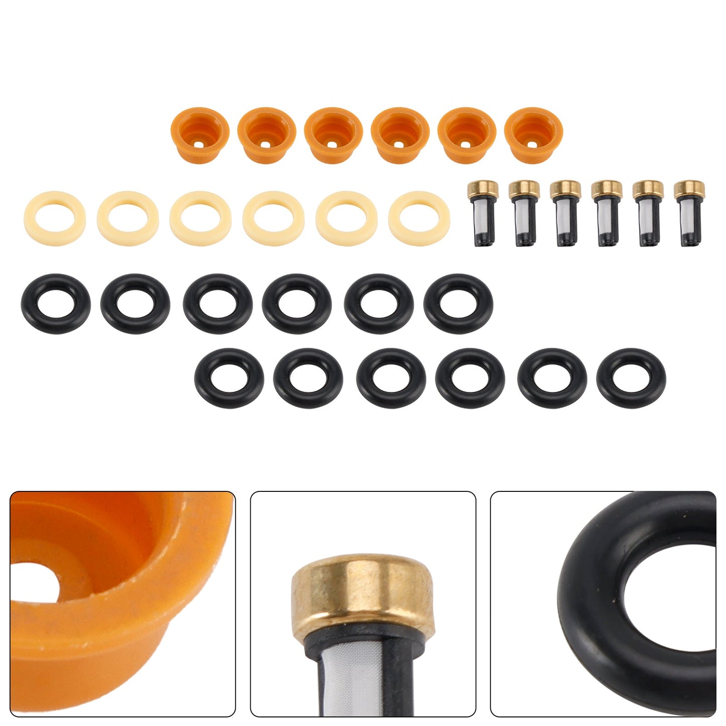 Audi 80 90 100 A4 A6 A8 2.4 2.6 2.8 6PCS Fuel Injector O-Ring Filter Seal 0280150552 0280150921