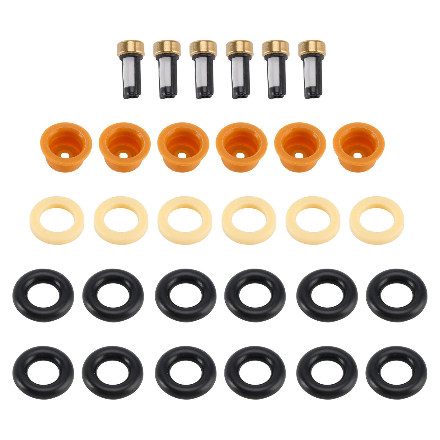 Audi 80 90 100 A4 A6 A8 2.4 2.6 2.8 6PCS Fuel Injector O-Ring Filter Seal 0280150552 0280150921