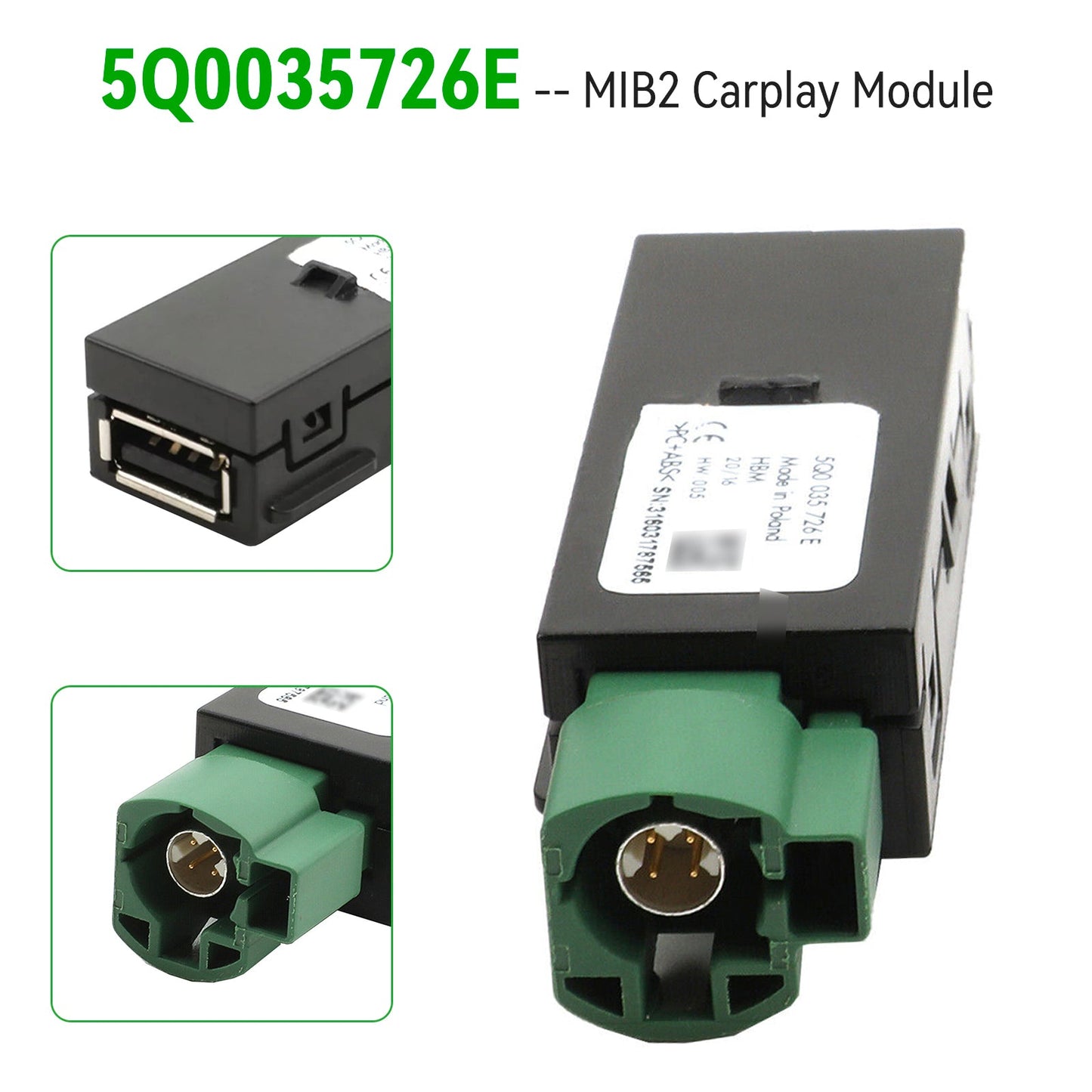 Module CarPlay MIB2 5Q0035726E pour port USB simple prise pour VW Golf Tiguan Passat