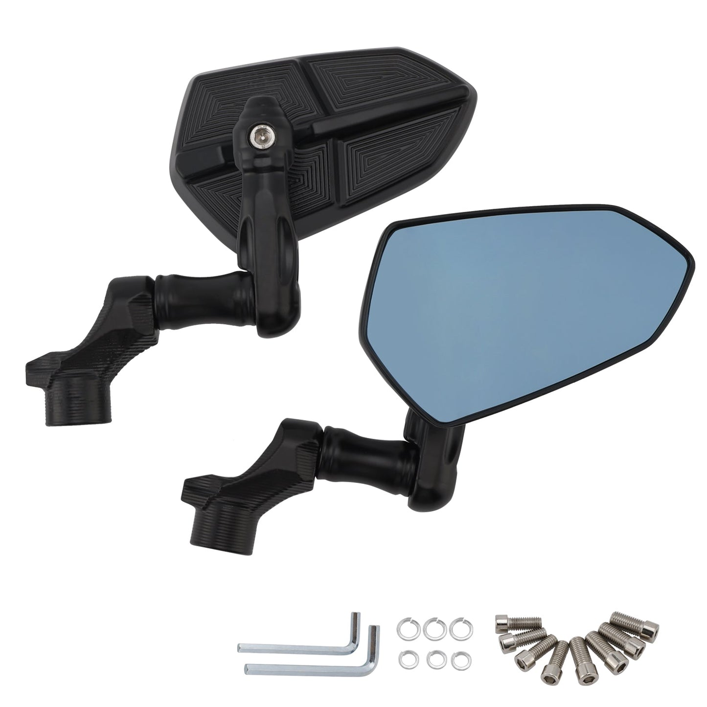 M8 M10 Mount Anti-glare Blue Glass Rearview Mirrors Universal Premium Aluminum Side Mirror