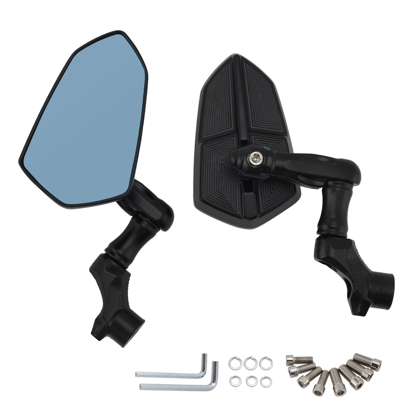 M8 M10 Mount Anti-glare Blue Glass Rearview Mirrors Universal Premium Aluminum Side Mirror