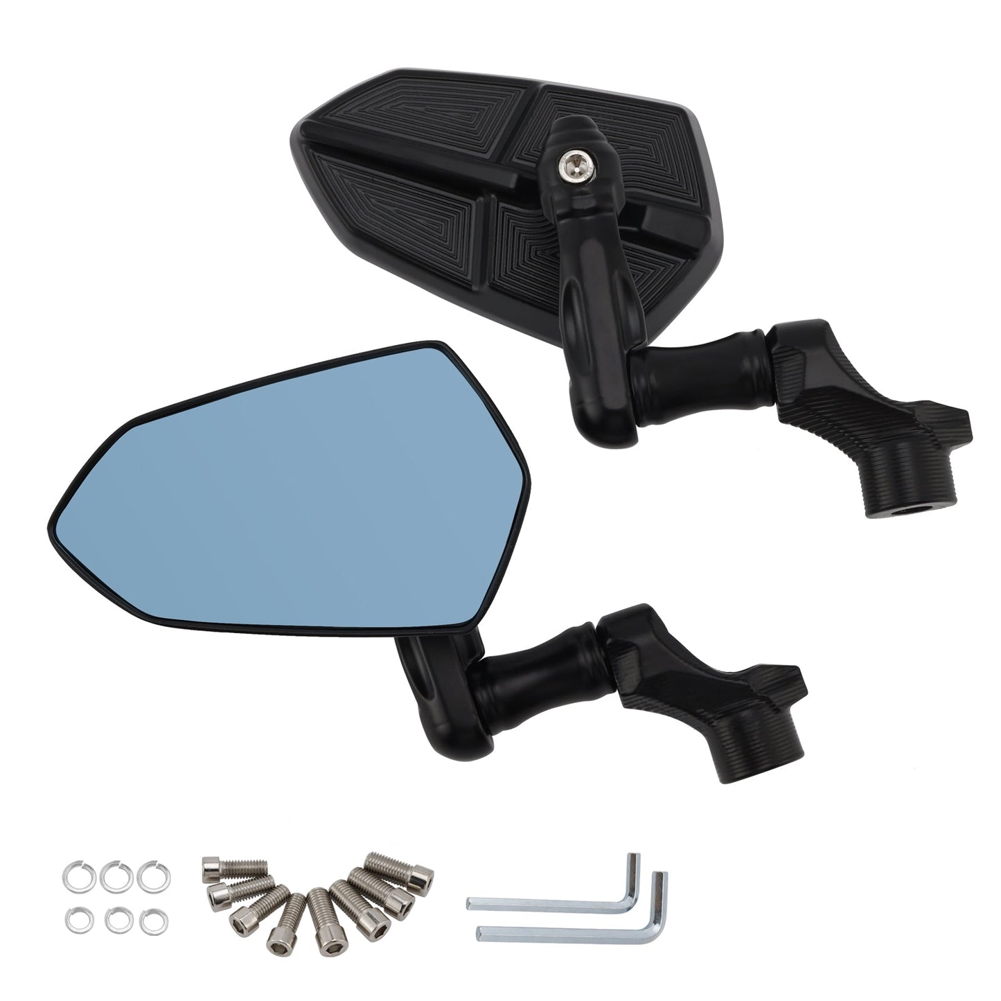 M8 M10 Mount Anti-glare Blue Glass Rearview Mirrors Universal Premium Aluminum Side Mirror