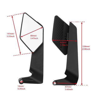 Aprilia/Tuono V4 1100 Factory M8 M10 Aluminum Adjustable Swivel Winglet Mirror Clear