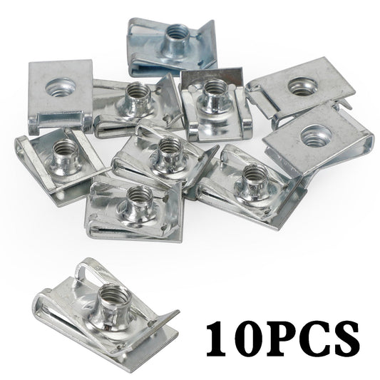 10 clips de carénage M6 6 mm pour panneau de carrosserie, clips de vitesse pour moto, écrou en U