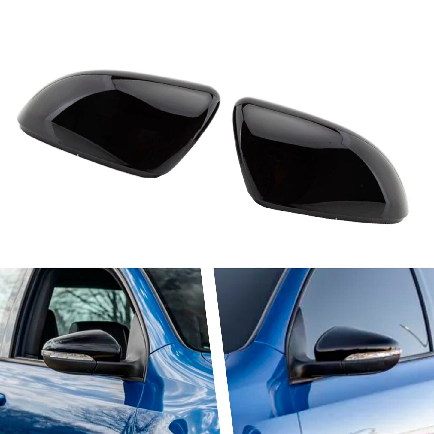 VW Golf MK6 2009-2013 2pcs Gloss Black Door Wing Mirror Cover Caps Casing