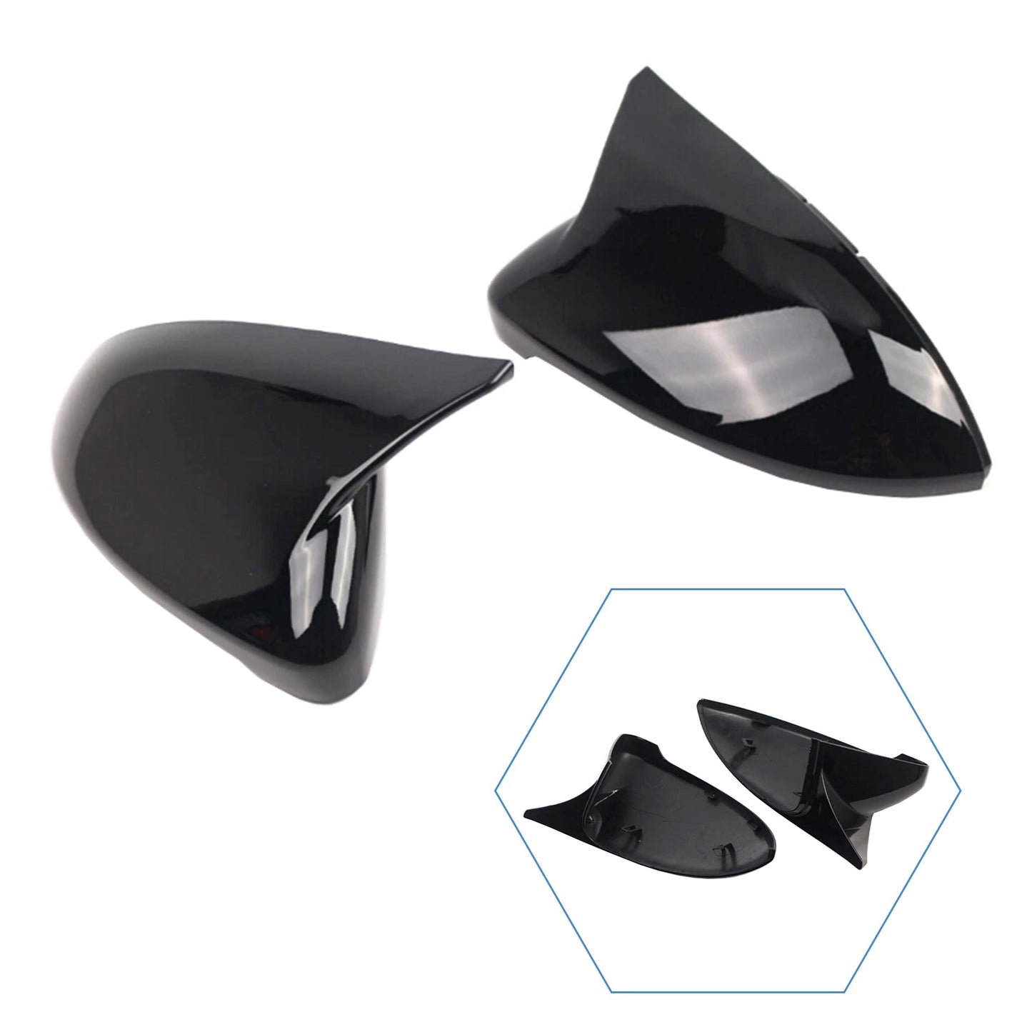VW Golf MK7 2015-2019 2pcs Gloss Black Door Wing Mirror Cover Caps Casing