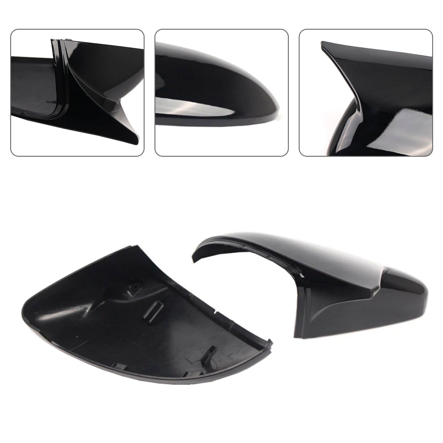 VW Golf MK7 2015-2019 2pcs Gloss Black Door Wing Mirror Cover Caps Casing