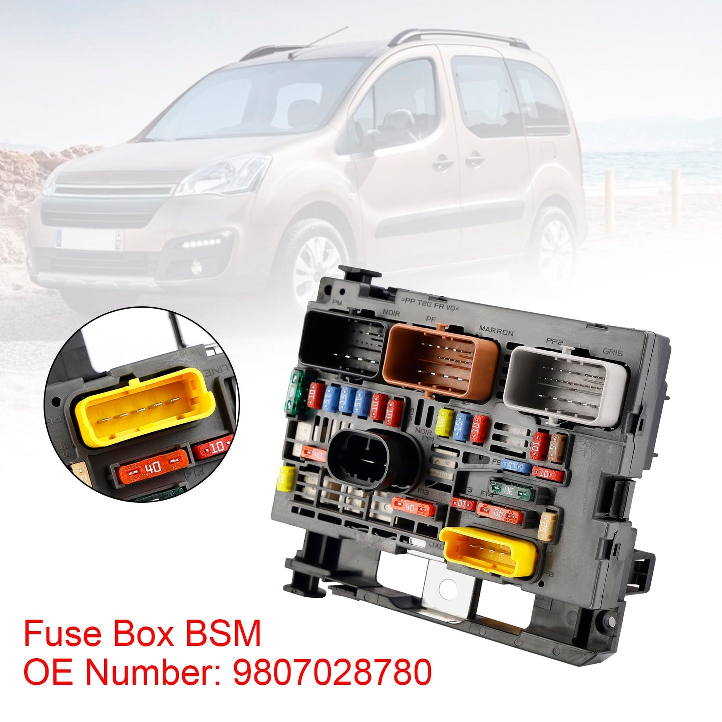 Fuse Box BSM 9807028780 For Citroen Berlingo C4 C8 Peugeot Partner 307 2007-