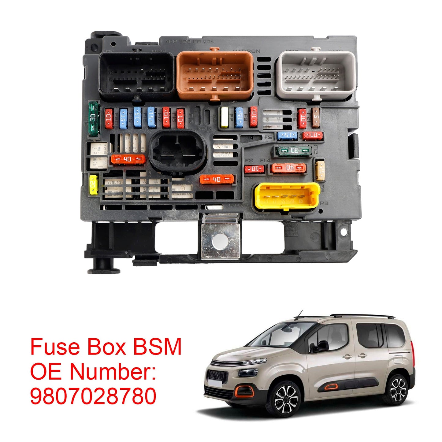 Fuse Box BSM 9807028780 For Citroen Berlingo C4 C8 Peugeot Partner 307 2007-