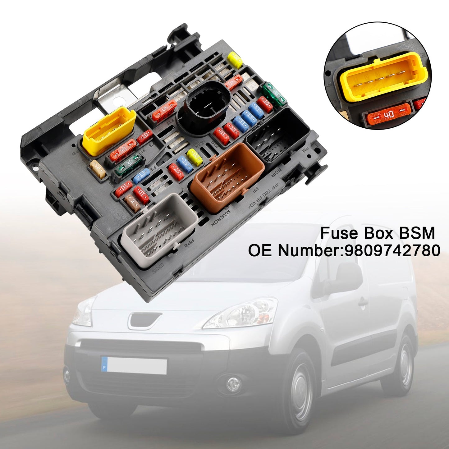 Fuse Box BSM 9809742780 For Citroen Berlingo C4 C8 Peugeot Partner 307 2007-
