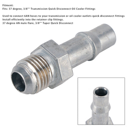 6AN Male Flare to 3/8" (.375") Transmission Cooler Quick Disconnect Adapter Fitting F06ANTR37501