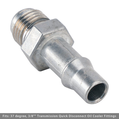 6AN Male Flare to 3/8" (.375") Transmission Cooler Quick Disconnect Adapter Fitting F06ANTR37501