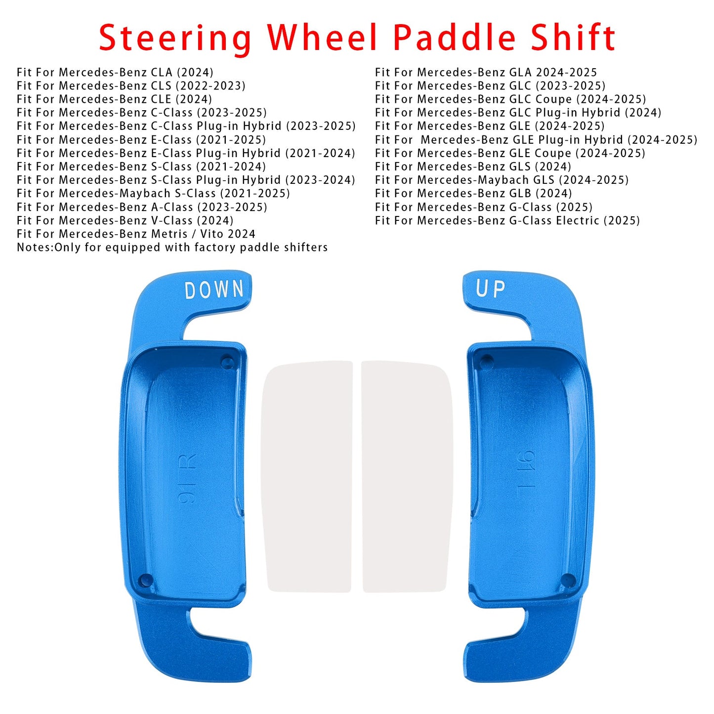 Aluminium Blue Steering Wheel Paddle Shifter Extension For Benz A C GLE 2022+