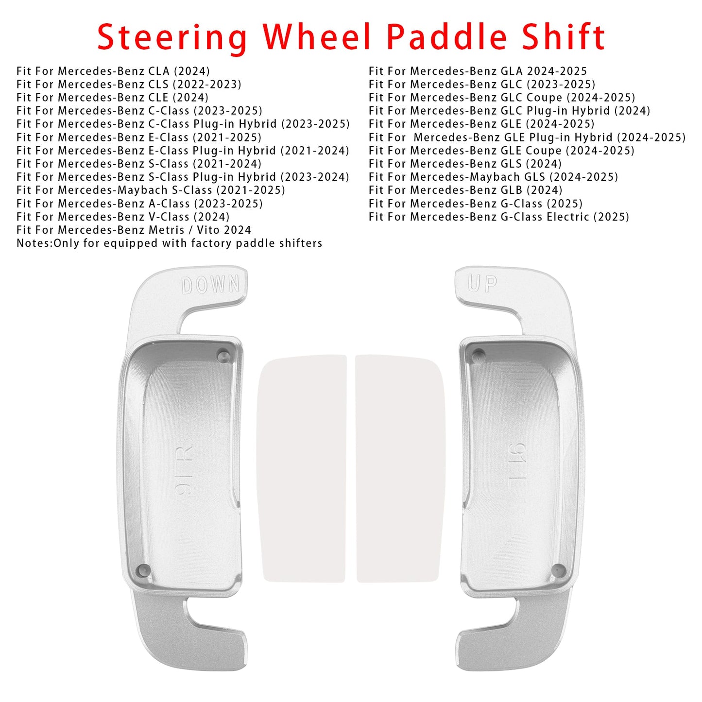 Aluminium Silver Steering Wheel Paddle Shifter Extension For Benz A C GLE 2022+