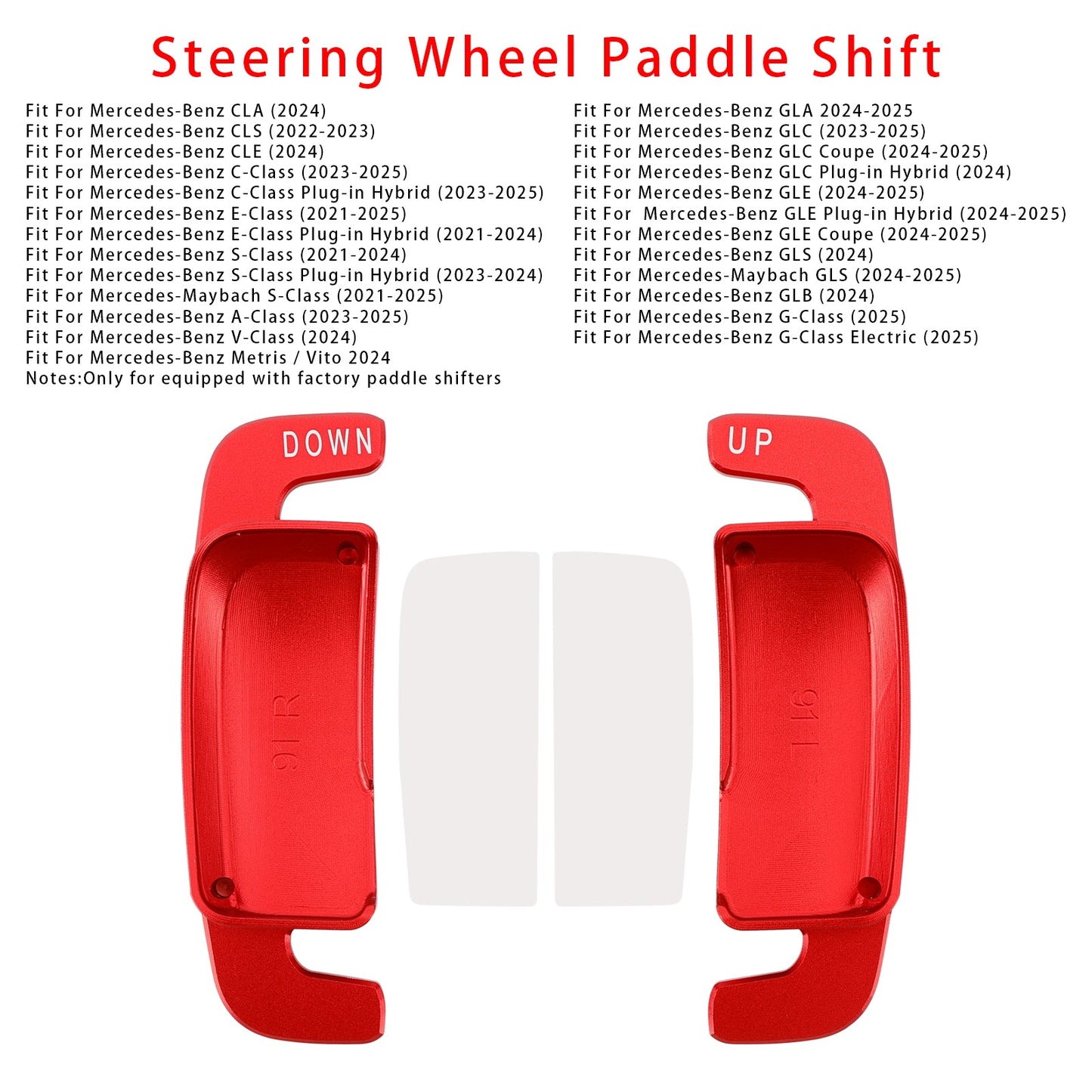 Aluminium Red Steering Wheel Paddle Shifter Extension For Benz A C GLE 2022+