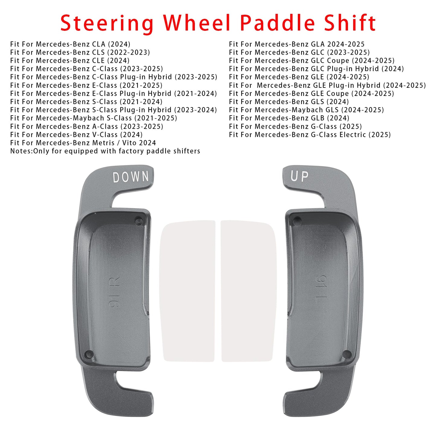 Aluminium Grey Steering Wheel Paddle Shifter Extension For Benz A C GLE 2022+