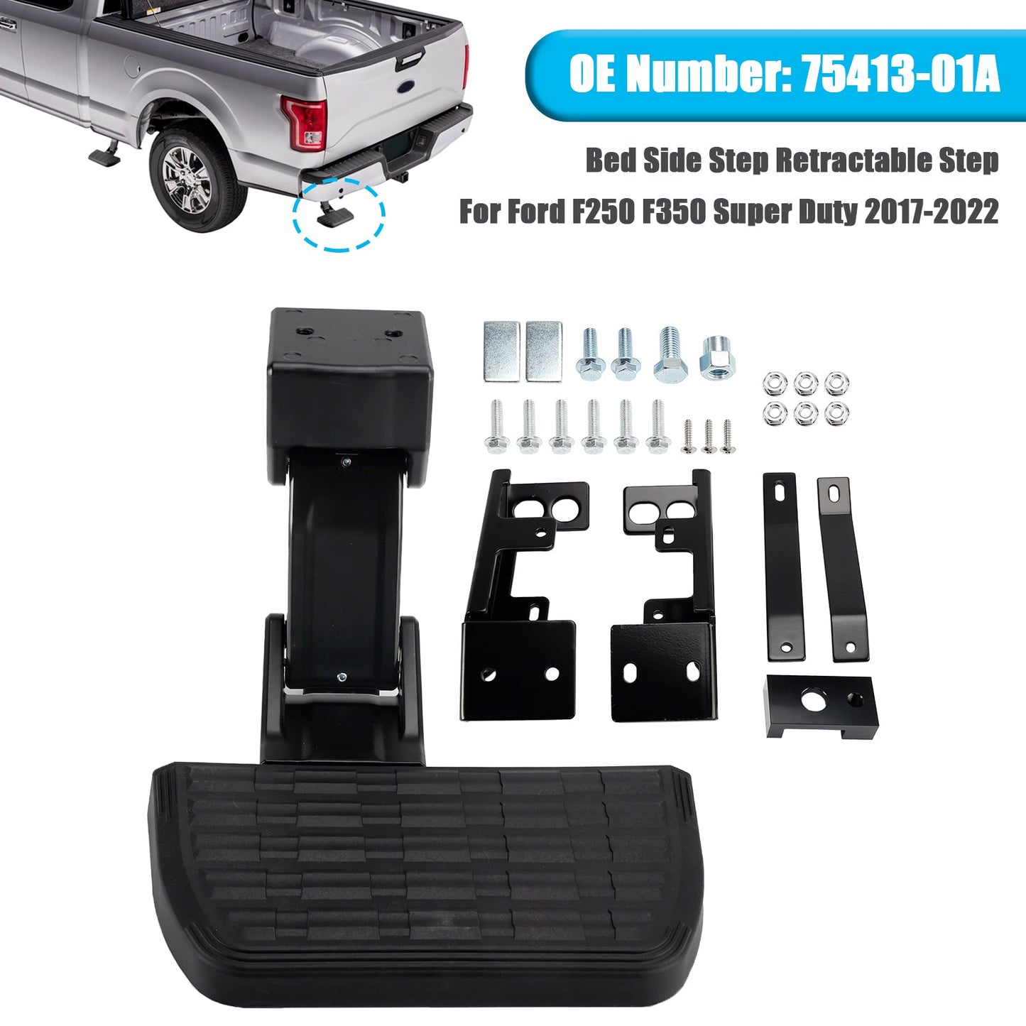 Bed Side Step Retractable Step 75413-01A For Ford F250 F350 Super Duty 2017-2022