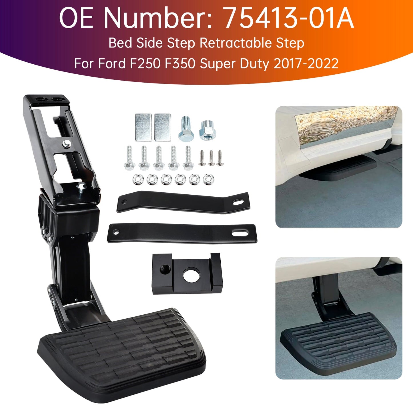 Bed Side Step Retractable Step 75413-01A For Ford F250 F350 Super Duty 2017-2022