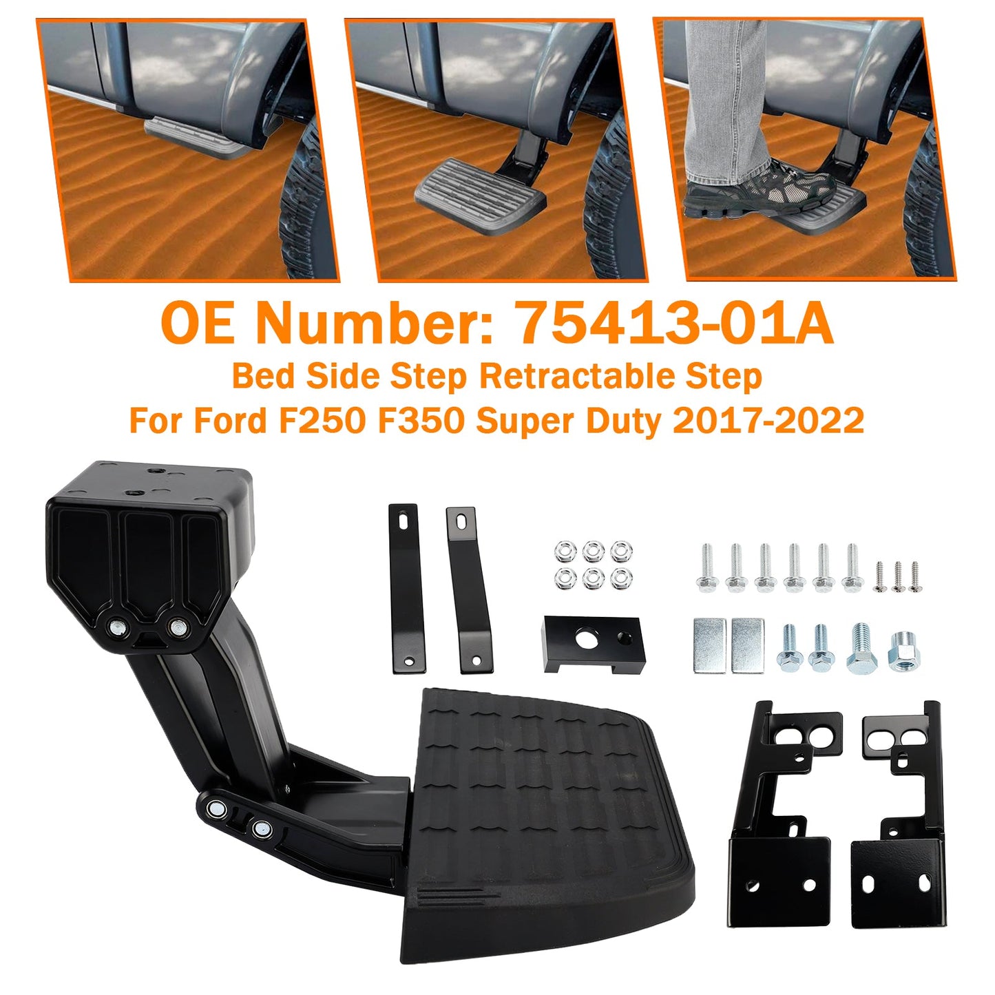 Bed Side Step Retractable Step 75413-01A For Ford F250 F350 Super Duty 2017-2022